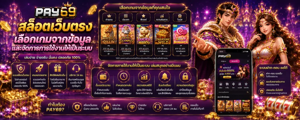 pay69 สล็อตเว็บตรง เลือกเกมจากข้อมูลและจัดการการใช้งานให้เป็นระบบ